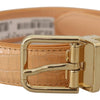 Dolce & Gabbana Beige Exotic Leather Gold Metal Buckle Belt