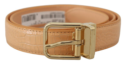 Dolce & Gabbana Beige Exotic Leather Gold Metal Buckle Belt