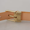 Dolce & Gabbana Beige Exotic Leather Gold Metal Buckle Belt