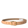 Dolce & Gabbana Beige Calfskin Leather Gold Metal Buckle Belt