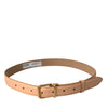 Dolce & Gabbana Beige Calfskin Leather Gold Metal Buckle Belt