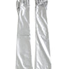 Dolce & Gabbana Silver Spandex Logo Elbow Length Gloves