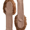 Dolce & Gabbana Brown Cashmere Knitted Fur Mid Arm Mitten Gloves