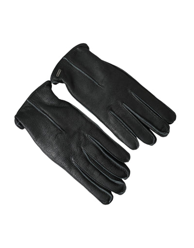 Dolce & Gabbana Black Deer Leather Wrist Length Gloves