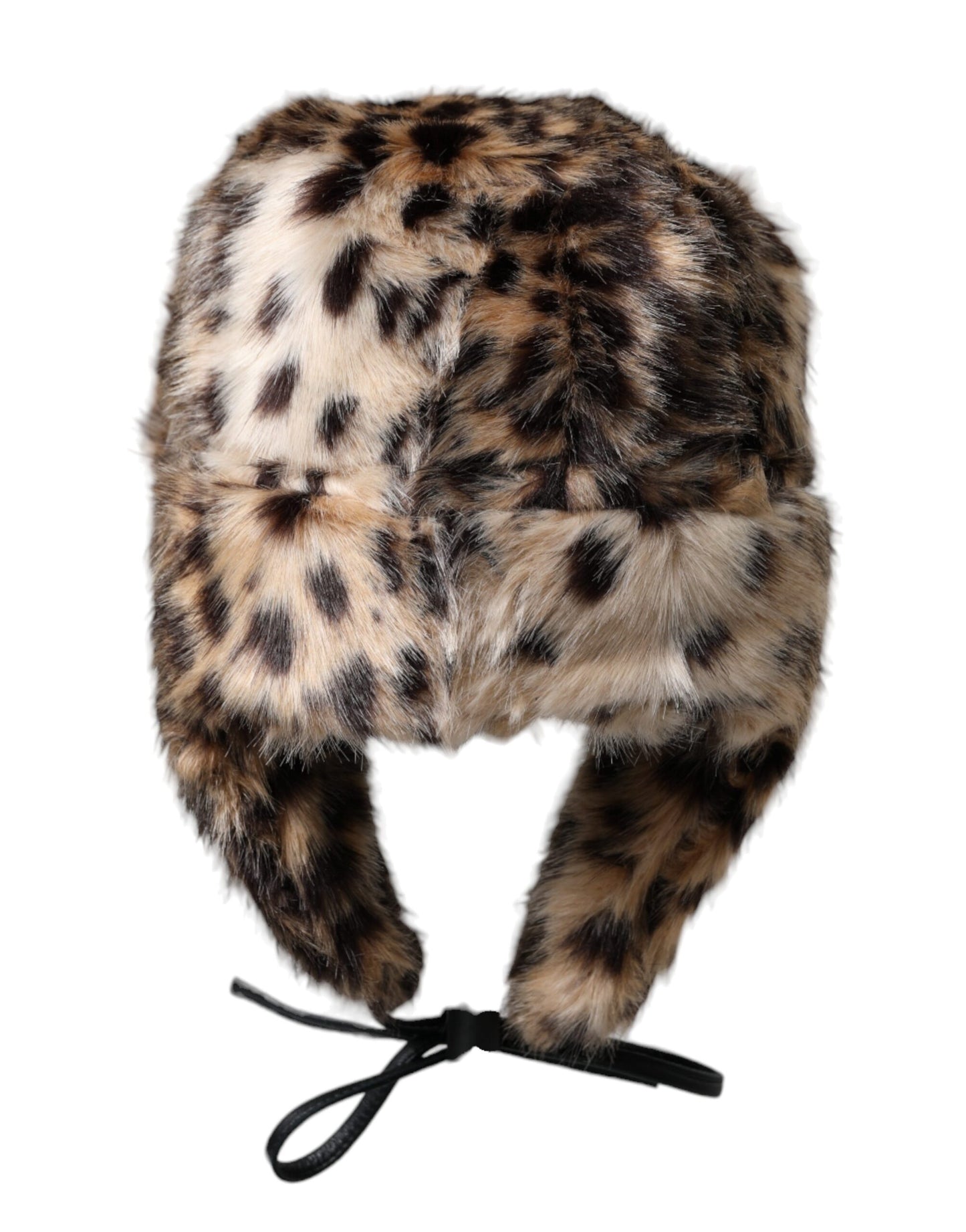 Dolce & Gabbana Multicolor Leopard Fur Trapper Women Hat