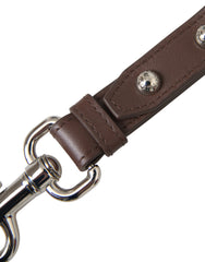 Brown Plain Leather Silver Brass Keyring Holder Keychain