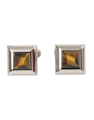 Silver Plated Brass Pin Crystal Cufflinks