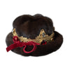 Dolce & Gabbana Dark Brown Mink Fur Gold Crystal Crown Hat