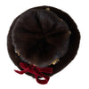 Dolce & Gabbana Dark Brown Mink Fur Gold Crystal Crown Hat