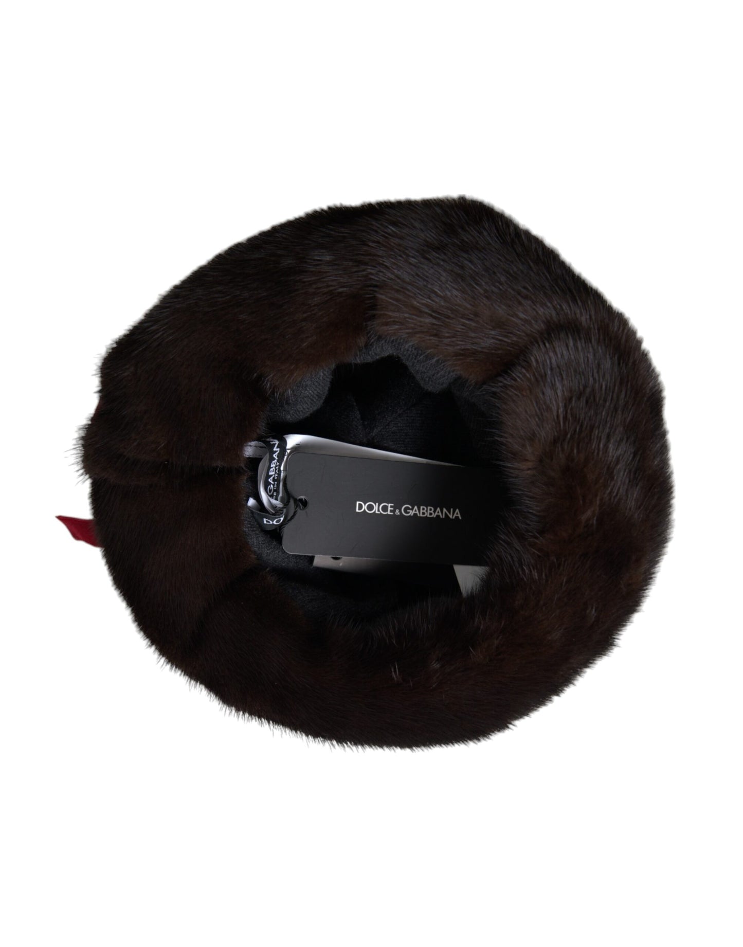 Dolce & Gabbana Dark Brown Mink Fur Gold Crystal Crown Hat