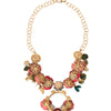 Dolce & Gabbana Gold Brass Link Chain RosePetal Crystal Pendant Necklace