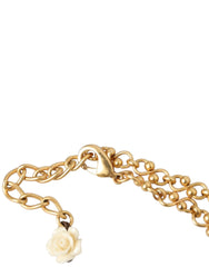 Gold Brass Chain Sacred Heart Crystal Charm Necklace