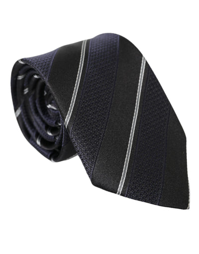 Dolce & Gabbana Black White Stripes Silk Adjustable Tie