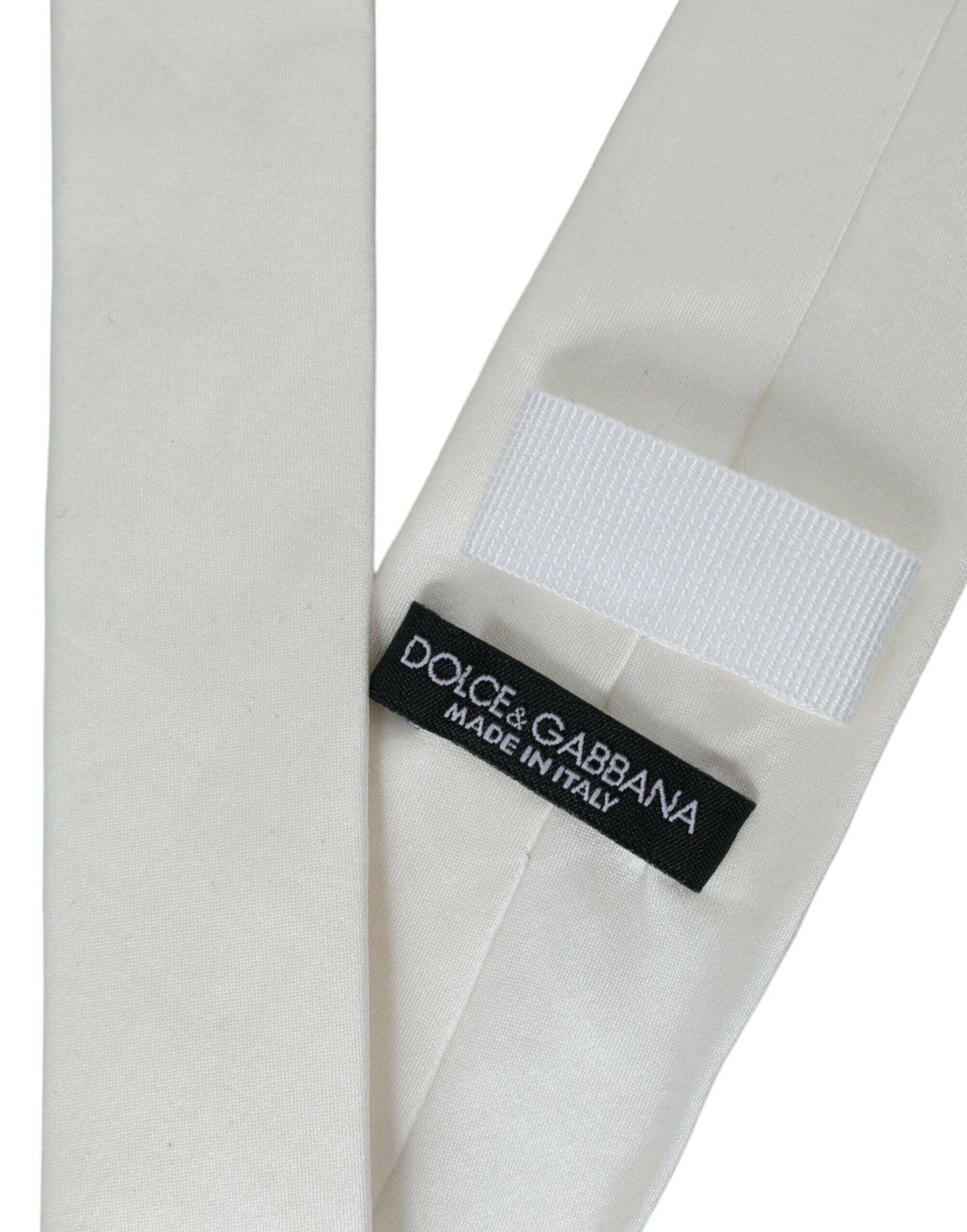 Dolce & Gabbana White Silk Blend Adjustable Tie Men