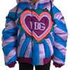 Dolce & Gabbana Multicolor Heart Logo Hooded Puffer Jacket