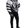 Dolce & Gabbana Black White Stripes Hooded Puffer Jacket