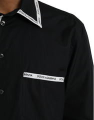 Dolce & Gabbana Black Collared Long Sleeve Cotton Casual Shirt