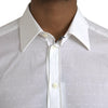 Dolce & Gabbana White Logo Cotton Men Dress GOLD Shirt