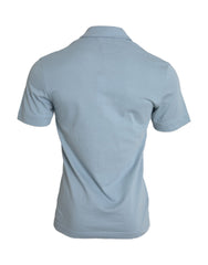 Light Blue Logo Cotton Collared Polo T-shirt