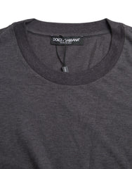 Gray Cotton Round Neck Short Sleeve T-shirt