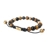 Nialaya CZ Ball Tiger Eye Stone Copper Beaded Men Bracelet