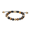 Nialaya CZ Ball Tiger Eye Stone Copper Beaded Men Bracelet