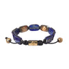 Nialaya Flat Bead Blue Lapis White CZ 925 Bracelet Mens