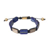 Nialaya Flat Bead Blue Lapis White CZ 925 Bracelet Mens