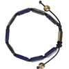 Nialaya Flat Bead Blue Lapis White CZ 925 Bracelet Mens