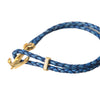 Nialaya Blue Gold Anchor 925 Silver Charm Bracelet Mens