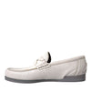 Dolce & Gabbana White Gray Leather Slip Mocassin Shoes Loafer