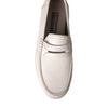 Dolce & Gabbana White Gray Leather Slip Mocassin Shoes Loafer