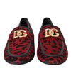 Dolce & Gabbana Red Black Leopard DG Loafers Formal Men Shoes