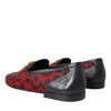 Dolce & Gabbana Red Black Leopard DG Loafers Formal Men Shoes