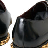 Dolce & Gabbana Black Leather Gold Studded Derby Dress Shoes