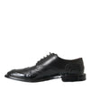 Dolce & Gabbana Black Leather Oxford Wingtip Formal Men Shoes