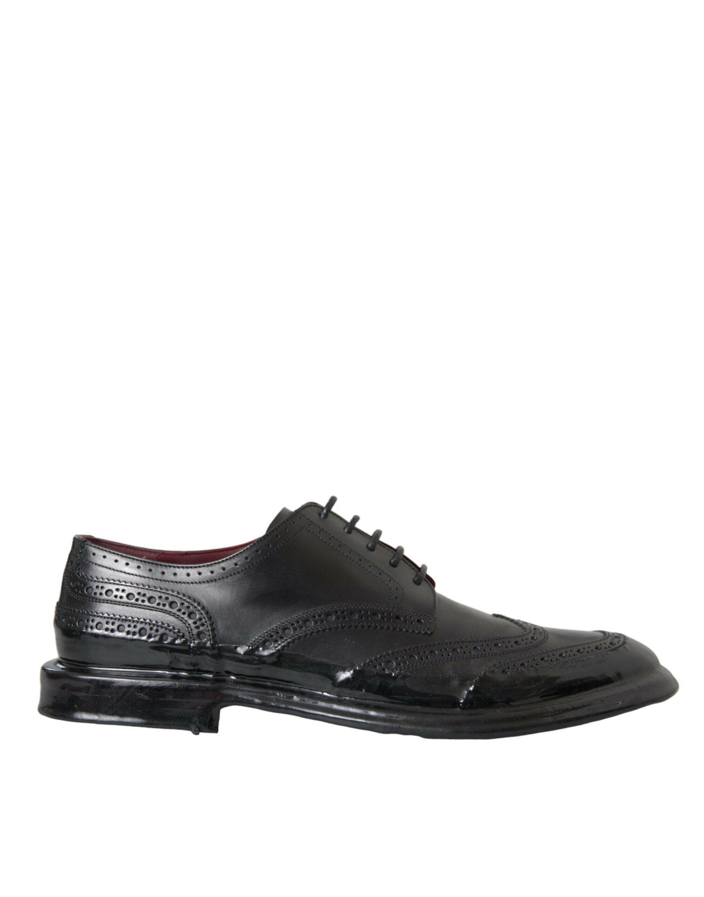 Dolce & Gabbana Black Leather Oxford Wingtip Formal Men Shoes