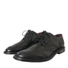 Dolce & Gabbana Black Leather Oxford Wingtip Formal Men Shoes