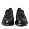 Dolce & Gabbana Black Horse Leather Derby Men Dress Shoes