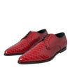 Dolce & Gabbana Red Textured Varnished Derby Men Formal Shoes