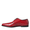 Dolce & Gabbana Red Textured Varnished Derby Men Formal Shoes