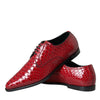 Dolce & Gabbana Red Textured Varnished Derby Men Formal Shoes