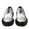 Dolce & Gabbana Black White Embellished Derby Formal Shoes