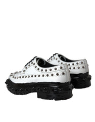 Black White Embellished Derby Formal Shoes