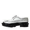 Dolce & Gabbana Black White Embellished Derby Formal Shoes