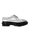 Dolce & Gabbana Black White Embellished Derby Formal Shoes