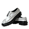 Dolce & Gabbana Black White Embellished Derby Formal Shoes