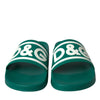 Dolce & Gabbana Green White Sandals Rubber Beachwear Shoes