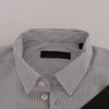 Frankie Morello Elegant White & Blue Striped Casual Shirt