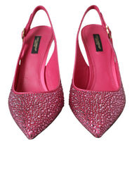 Pink Strass Crystal Heels Slingbacks Shoes